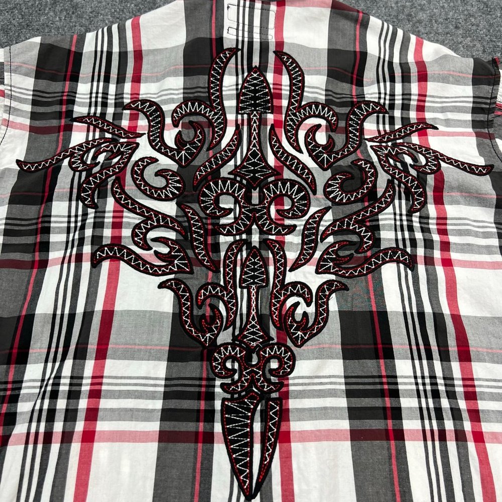 Panhandle Slim Shirt Adult Extra Large Red Black Pearl Snap Western Mens * - Picture 11 of 15